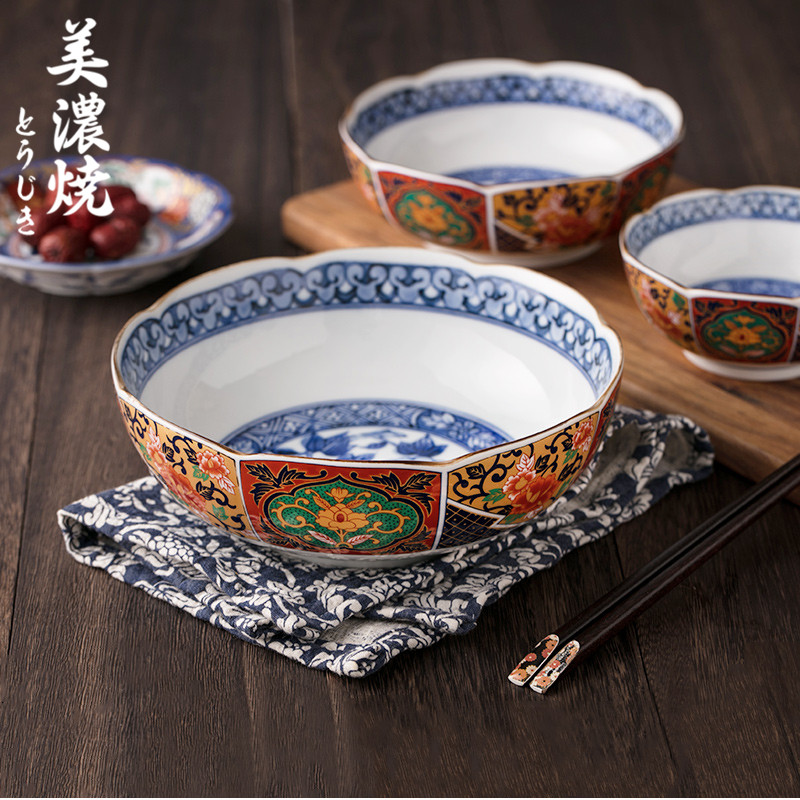 Meinung Fever Japan Ceramic Bowl Home Retro Cutlery Day Style Dining Soup Bowl Lanoodle Bowl Large Size Deep Soup Dish Bowl