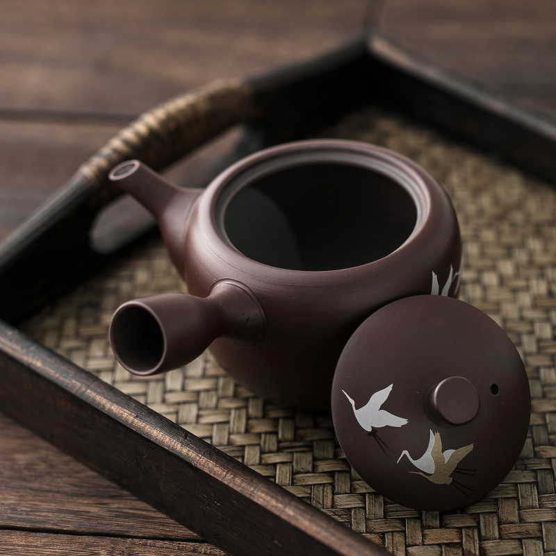 Japan pure manual authentic it side put small household utensils small purple clay teapot Japanese kunfu tea kettle