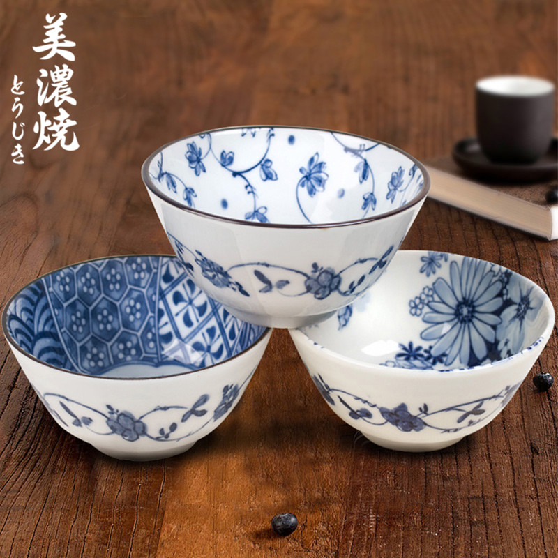 Japan imported ceramic tableware and wind rice bowls bowl under the glaze color Japanese soup bowl bowl suit household with his job