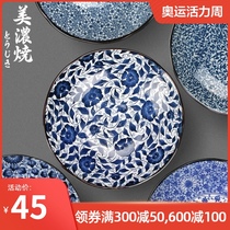 Mino Yaki creative tableware Japanese ceramic dish plate plate Household dumplings Sushi pasta flat plate Fruit plate