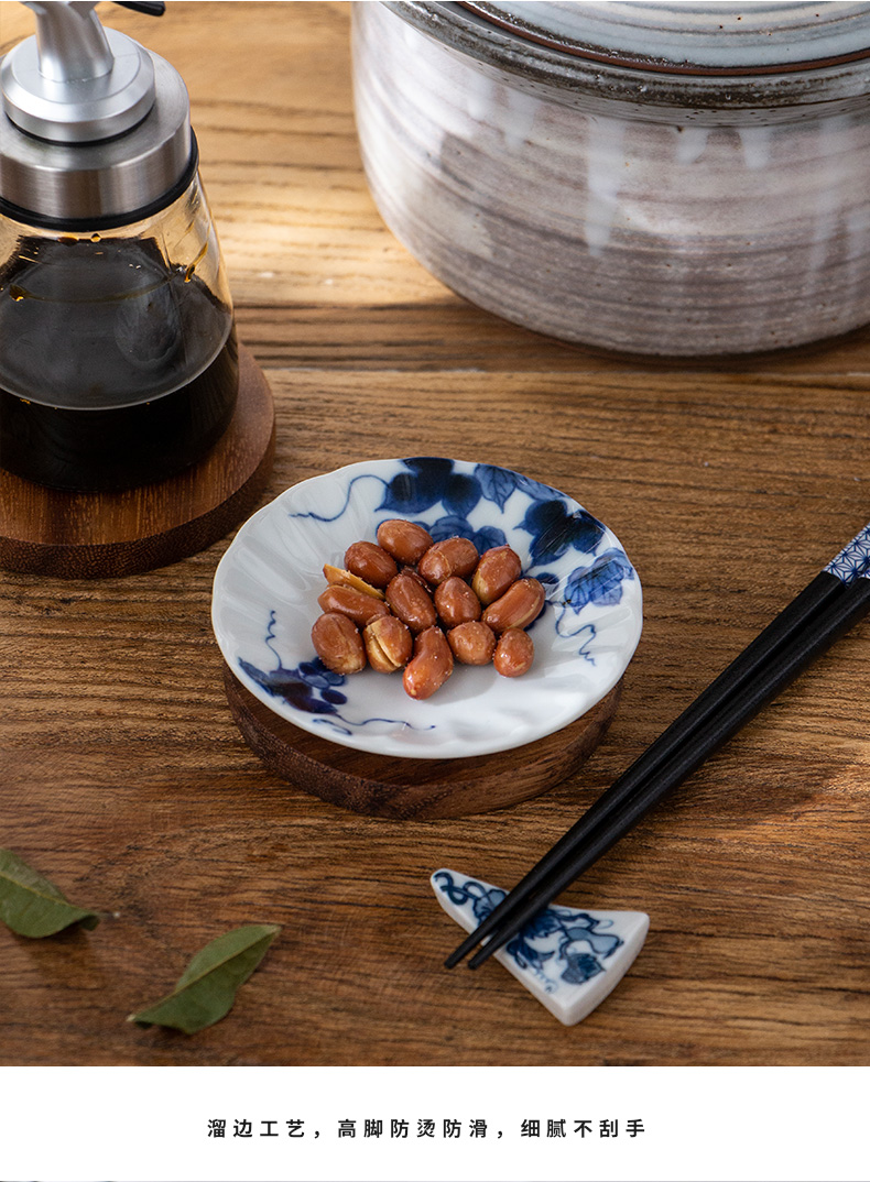 Meinung burn Japanese imported ceramic tableware under the glaze color dyeing FuJu 4.0 inch flavour soy sauce dish dish snacks