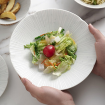 Mei thick burning Japanese simple blue and white glaze ceramic plate dishes tableware household large plate imported fruit plate