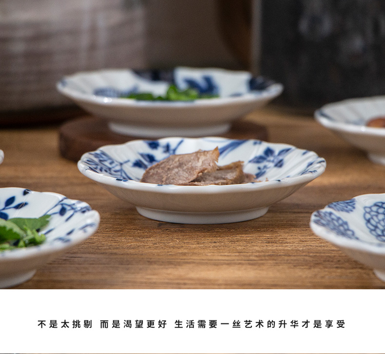 Japan imports ceramic tableware under the glaze color dyeing FuJu 4.0 inch flavour soy sauce dish dish snacks