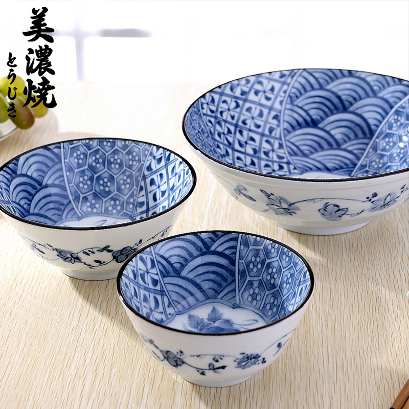 Meinung burn Japanese ceramic bowl to eat small household contracted large bowl of beef noodles in soup bowl dish plate combination tableware suit