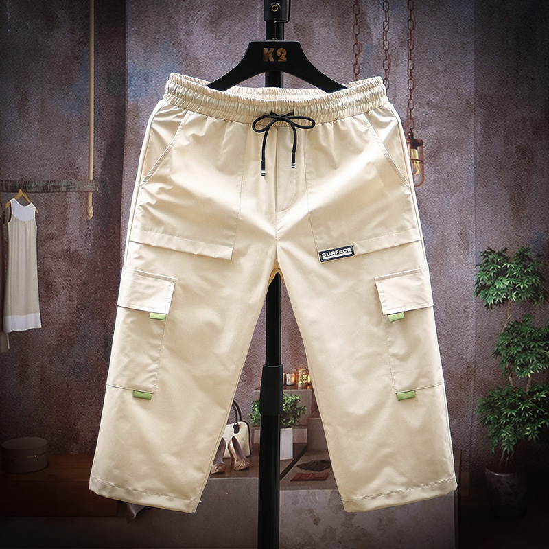 Bảy điểm quần đàn ông Hàn Quốc phiên bản lỏng lẻo đường thẳng workpants quần bãi biển 7 điểm thể thao quần âu ins hợp thời trang