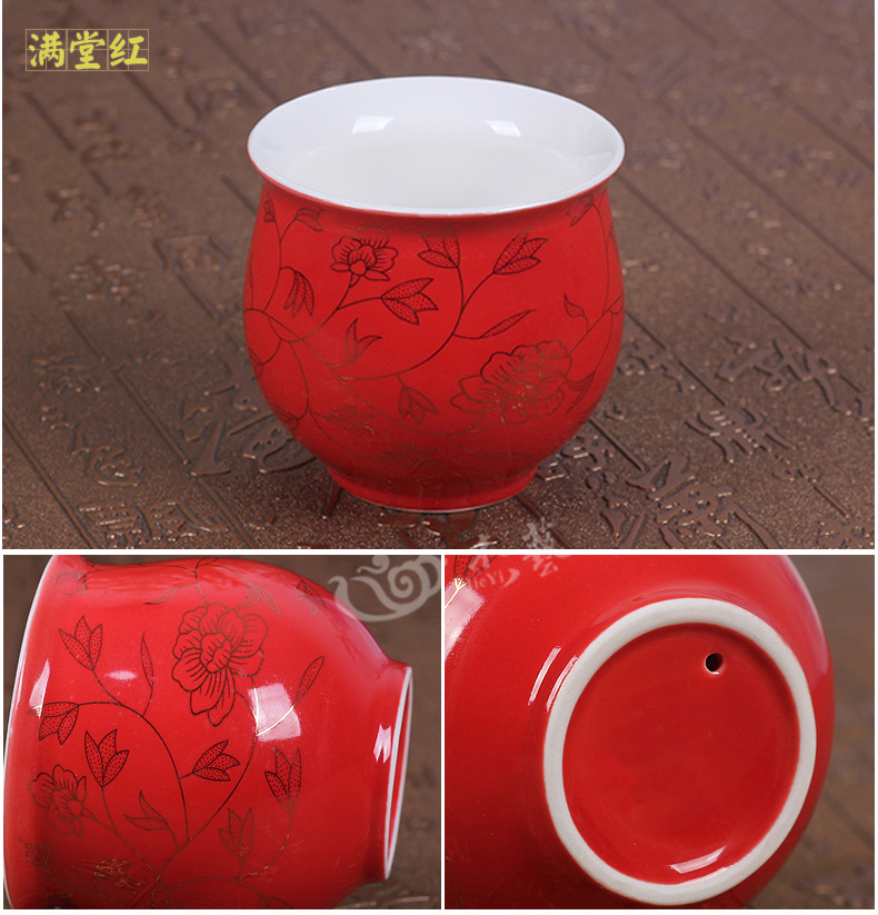 Cốc trà bằng gốm Kung Fu Chén trà Jingdezhen Bộ tách trà lớn Đồi nước lớn Màu xanh và trắng - Trà sứ bình pha trà lock&lock