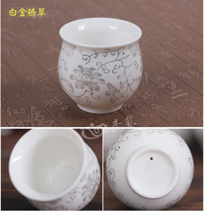Chén gốm hai lớp lớn tách trà Kung Fu tách trà Jingdezhen sản phẩm đặt cốc kích thước núi xanh và xương trắng Trung Quốc - Trà sứ bộ trà đạo