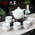 Ưu đãi đặc biệt bộ trà Jingdezhen đầy đủ bộ ấm trà bằng gốm sứ sứ màu xanh và trắng Khay trà hai lớp - Trà sứ