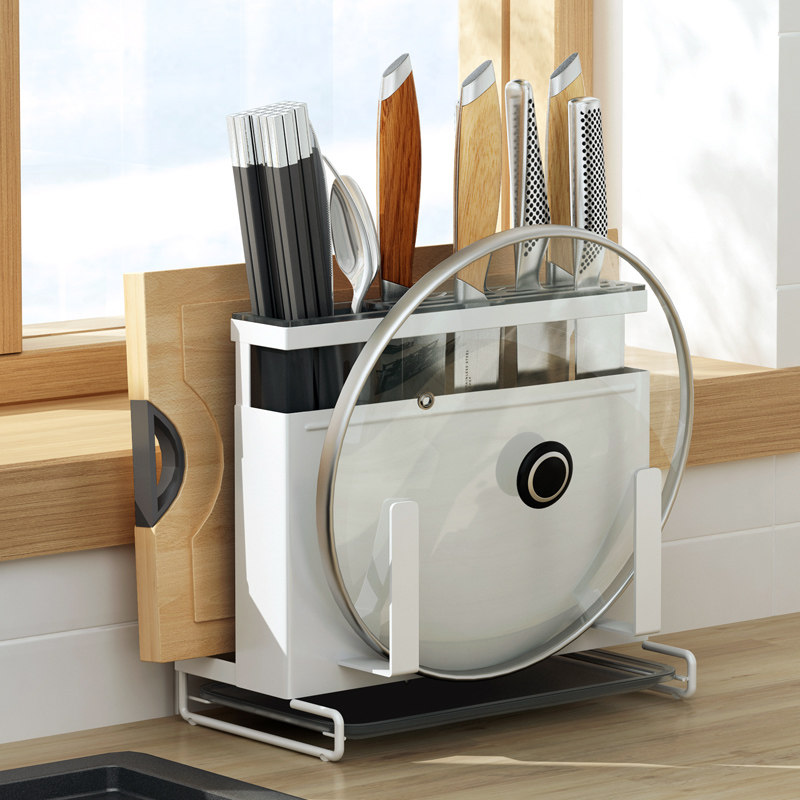 Versatile tool holder kitchen shelve wall-mounted domestic free of punching knives kitchen knife kitchen knife chopping block one-piece containing shelf