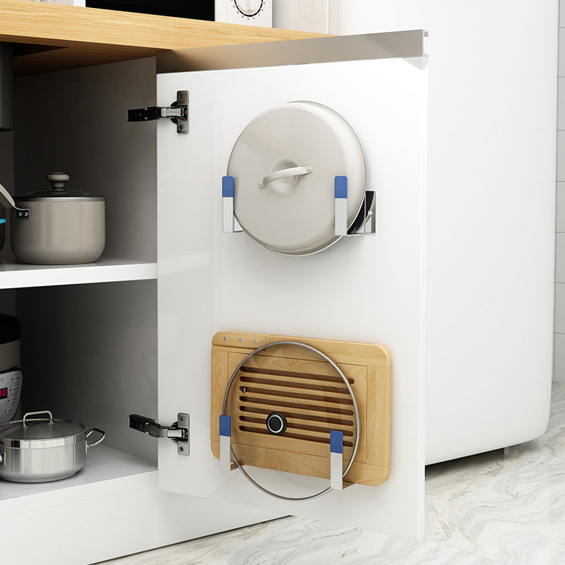 Yushijia hole-free 304 stainless steel kitchen pot cover storage shelf Wall-mounted cutting board cutting board knife rack storage rack