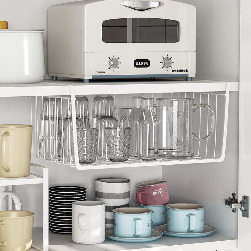 Space-saving kitchen cabinet Cabinet shelf Compartment Lower pylons Hanging basket partitions Layered shelves Wardrobe storage shelves
