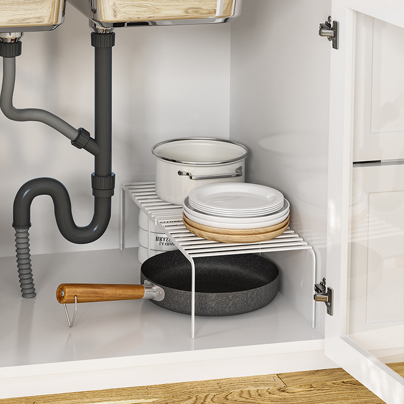 Sink Lower shelf integral cabinet Stratified Kitchen Partition in storage compartment Divide Separator Monolayer iron art pot rack