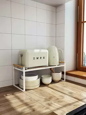 (White) Kitchen countertop white steel snack rack desktop electric oven shelf microwave oven rice cooker storage rack