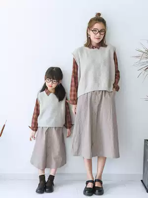 2021 Spring and Autumn New Japanese Plaid Shirt Vest Parent-Child Set Original Design Fresh Parent
