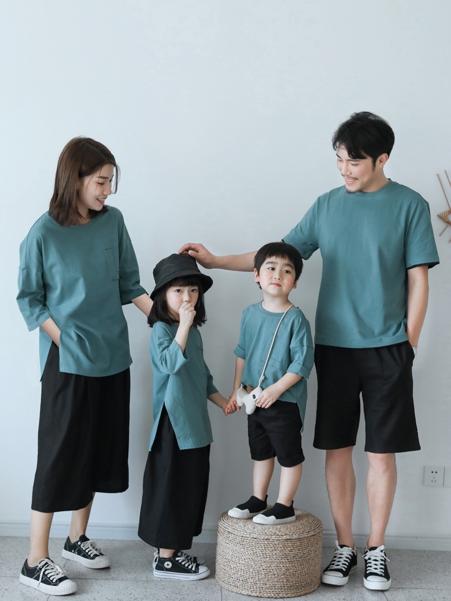 2021 summer new a family of three and four parent-child clothing tide loose cotton Ocean school mother-child mother-daughter suit