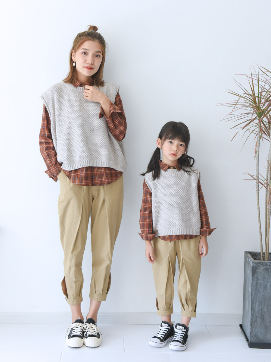 2021 spring and autumn new mother and daughter pure cotton three-piece suit tide Japanese lady wild Western style parent-child outfit
