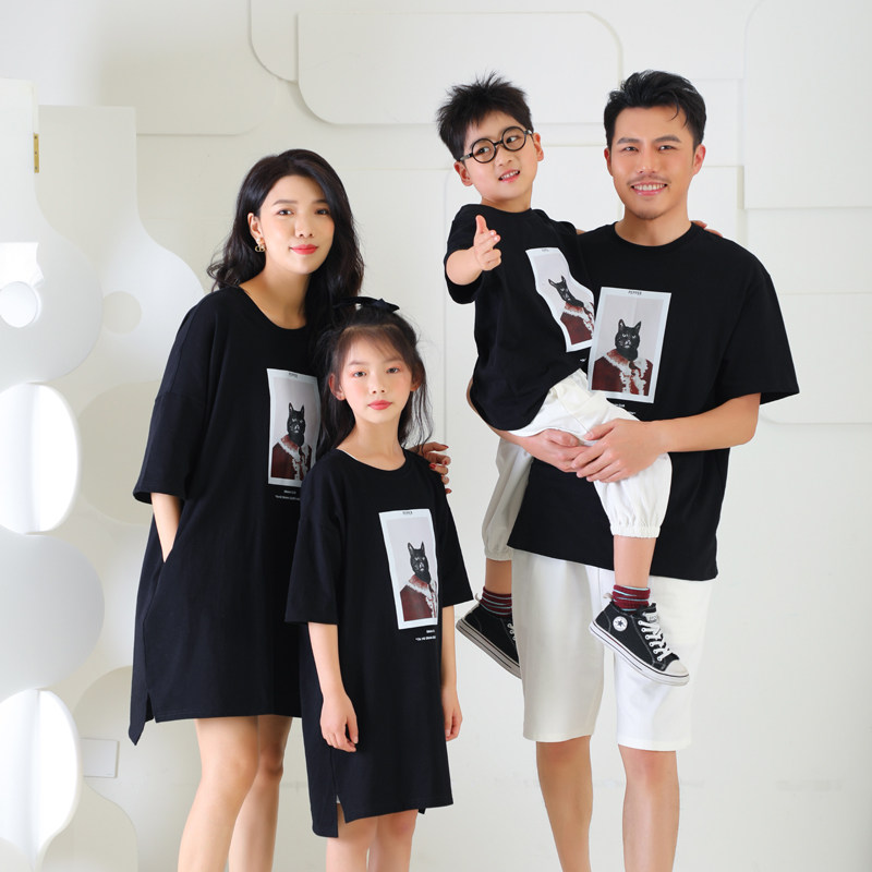 2022 Summer clothes the new family of three-four-mouth pro-sub-clothing wave fashion loose pure cotton foreign mother and mother women's clothing