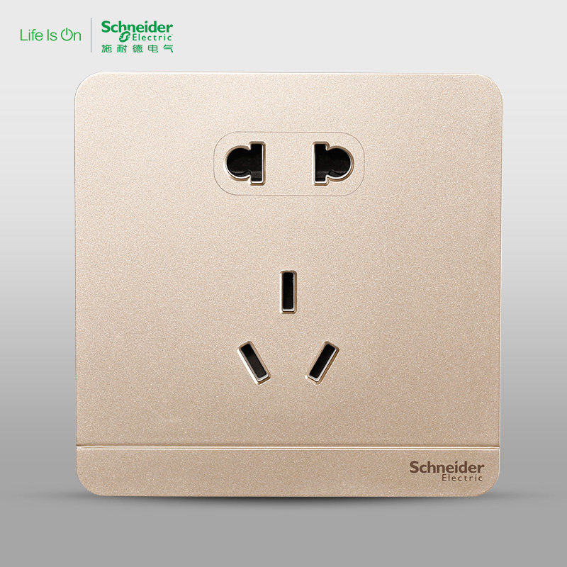 Schneider switch socket Fashion Series Thin Twilight Gold Five Holes Socket Two Tripole Wall Power Panel 86 Type