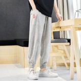Летние тонкие трендовые штаны, китайский стиль, оверсайз, из хлопка и льна