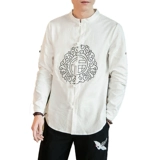 Ретро этническая рубашка, китайский стиль, с вышивкой, из хлопка и льна