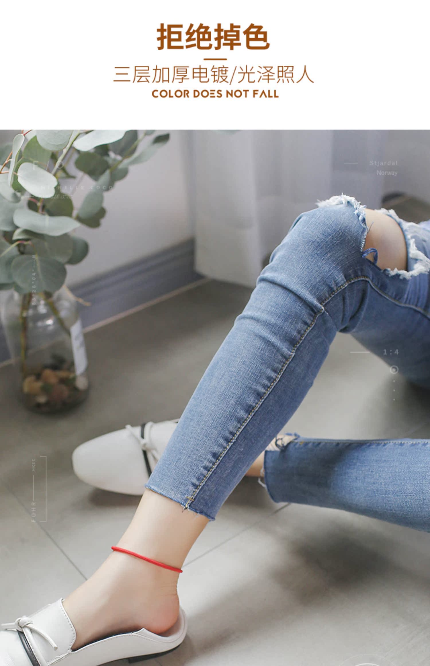 Dây đeo vòng chân nữ màu đỏ 925 sterling bạc phiên bản Hàn Quốc của năm sinh đơn giản trang sức gợi cảm retro Sen làm bằng tay chuỗi - Vòng chân vòng chân nhảy múa