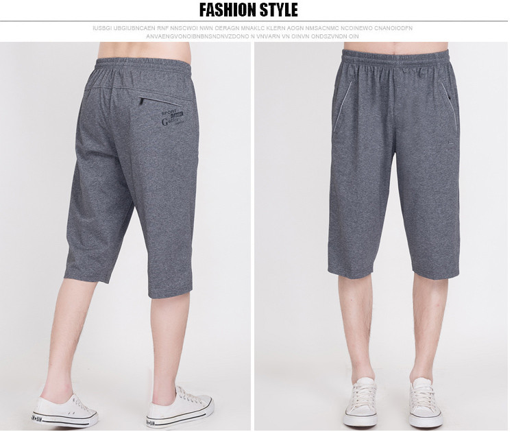 Trung niên quần short nam cộng với phân bón XL đàn hồi lỏng mùa hè phần mỏng 5 điểm quần dệt kim cotton bảy điểm quần bó sát
