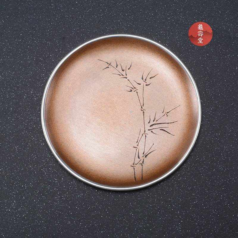 Cup Mat Pure Handmade Chisel Engraving Pure Silver Purse Side Bronze Cup Cushion Cup Nursery School Brief Creative Cups Trust Heat Insulation Mat