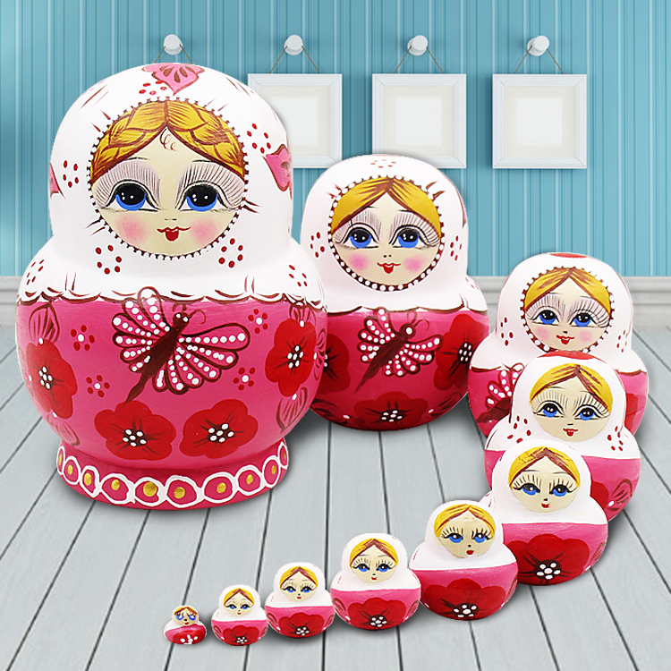 Matryoshka 10-layer tasteless children's educational toy gift air-dried basswood specialty crafts B1