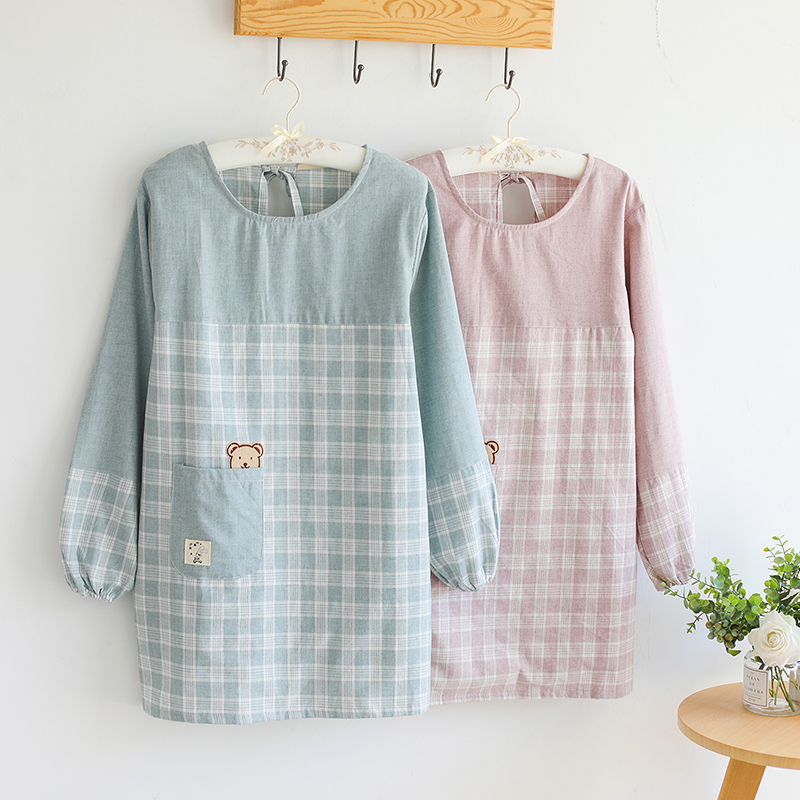 Han Edition Fashion Apron Long Sleeve Waterproof Oil Resistant Kitchen Lovely Anti-Dress Adult Costume New Model