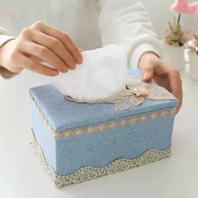 Cloth tissue box sanitary paper box car cute creative lace tissue box living room extraction type sanitary carton roll toilet paper towel set