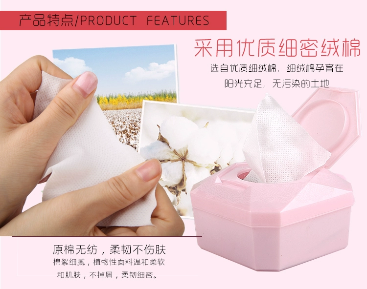 Lười biếng dùng một lần nhẹ không gây kích ứng trang điểm remover khăn lau sâu làm sạch cotton remover xách tay 100 viên đóng hộp nước tẩy trang loreal màu hồng