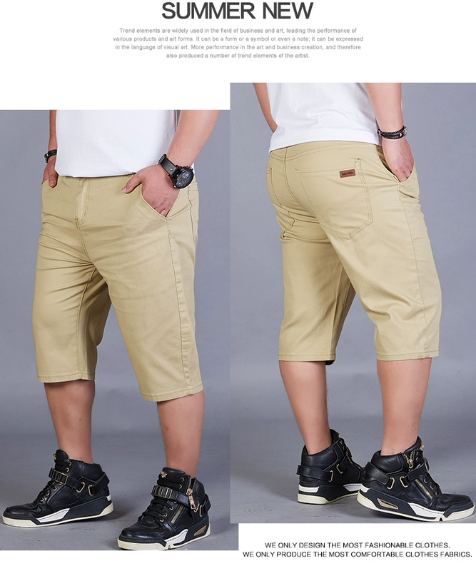 Đàn hồi lỏng thẳng quần short giản dị nam mùa hè phần mỏng 5 điểm cộng với phân bón XL eo cao người béo quần lớn