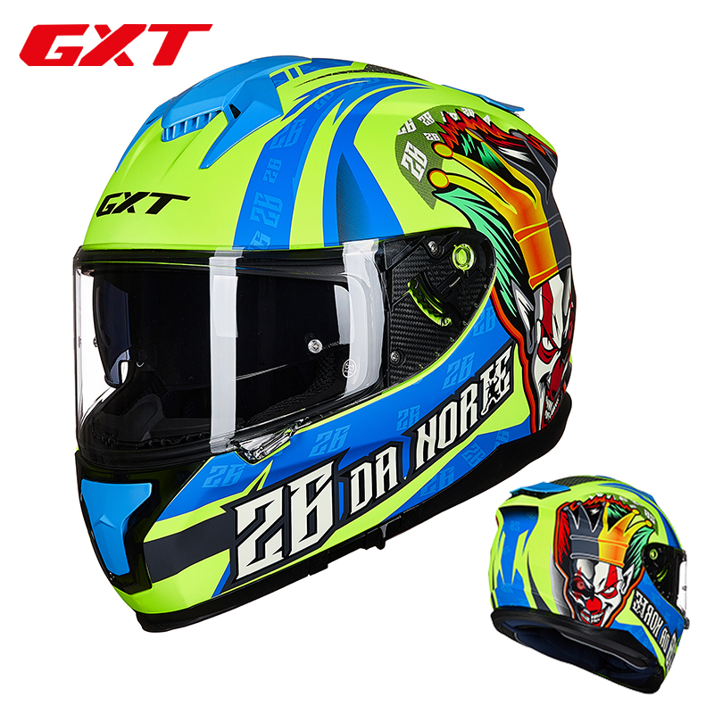 GXT Locomotive Safety Helmet Anti-Fog Double Lenses Locomotive Racing full armor Summer men and women Seasons Personalities Cool Safety Hats