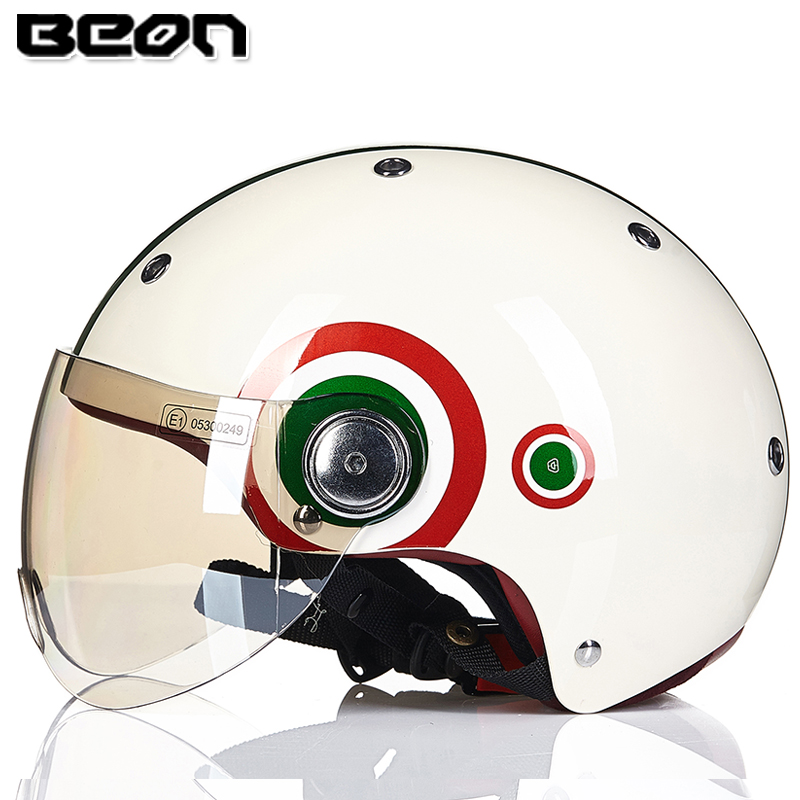 BEON spring and summer electric car half helmet men and women shade lightweight helmet four seasons retro electric car helmet