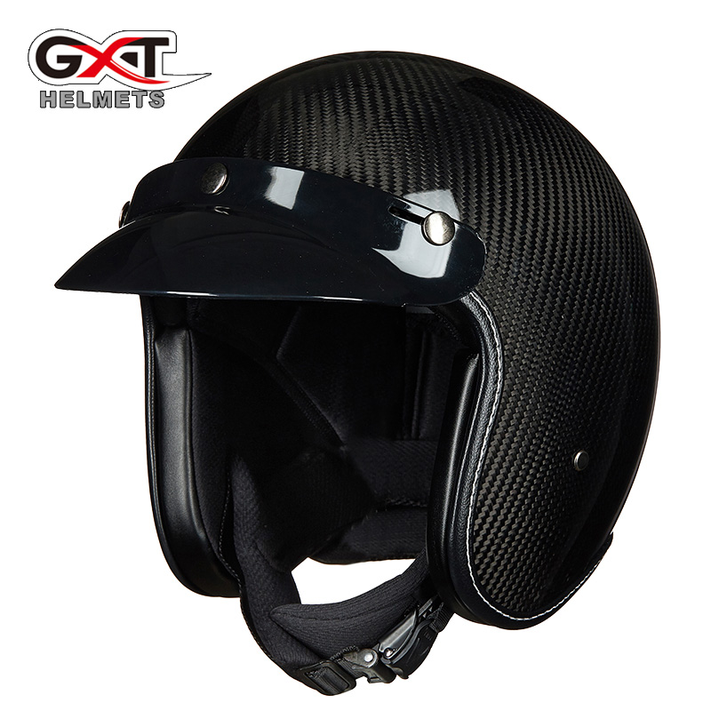 GXT Carbon Fiber Safety Helmet Male And Female Locomotive Half Armor Summer Seasons Taiko Armor Retro Electric Safety Helmet