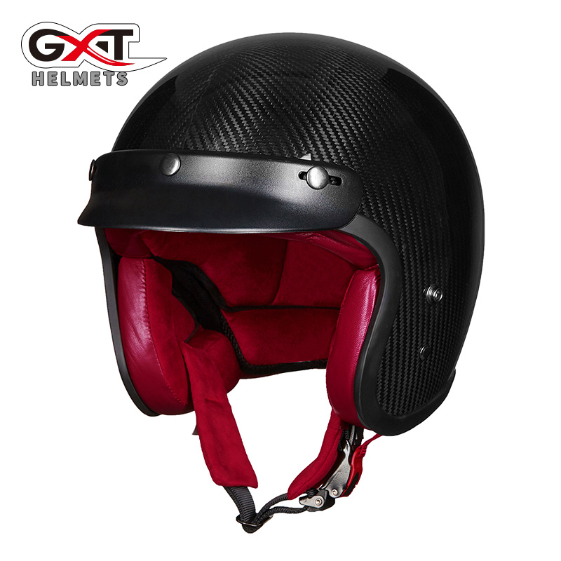 GXT Locomotive Carbon Fiber Safety Hat Men Lady Prince Summer Semi-Helmet Semi-Inserted Locomotive Retro Helmet Safety Cap