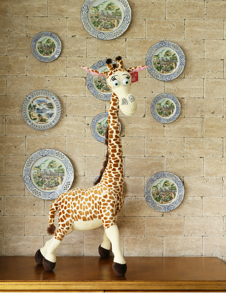 Mô phỏng Madagascar Hươu cao cổ Hươu dễ thương Hươu cao cổ Đồ chơi búp bê Lớn Búp bê Quà tặng sinh nhật - Đồ chơi mềm xe đồ chơi cho bé