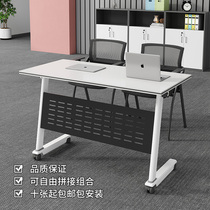 Folding training table and chairs training table meeting table combined double tutoring long bar table flap splicing table mobile with wheel