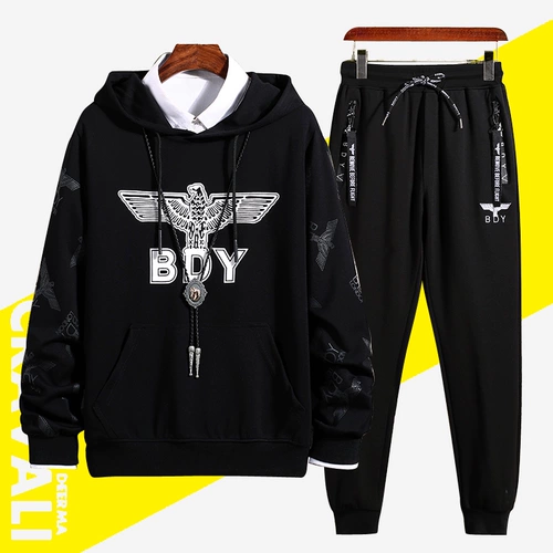 Осенний спортивный костюм, трендовая толстовка с капюшоном для отдыха, мужские спортивные штаны, в корейском стиле