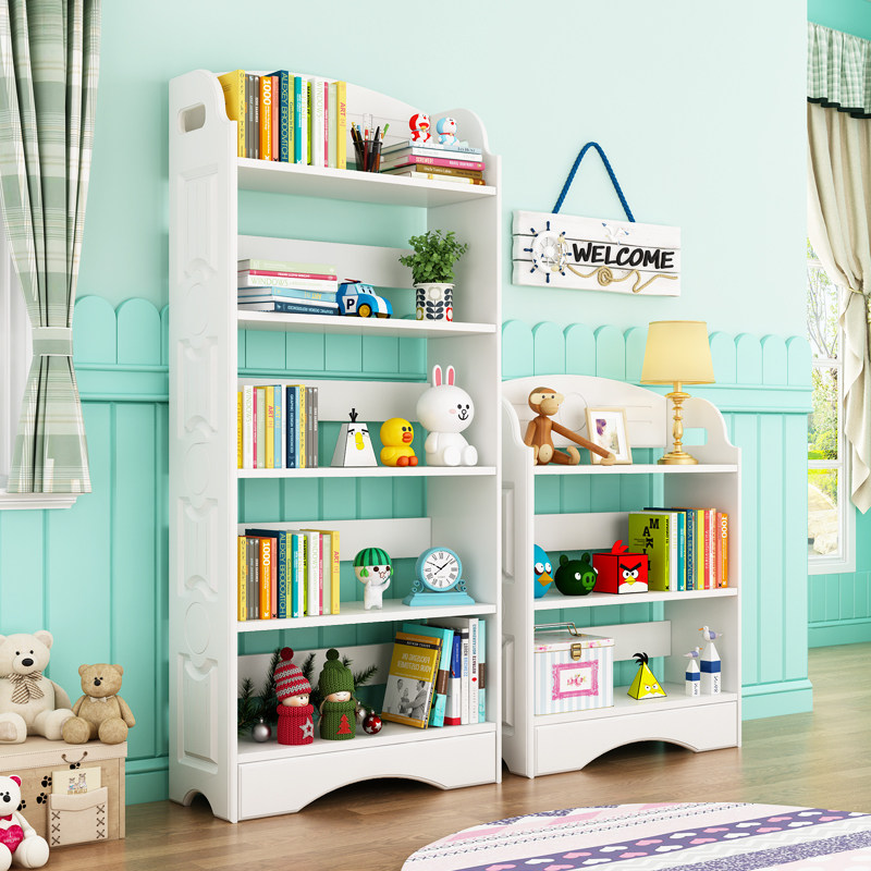 Children's bookshelf shelves Landing Briefs Modern White Students Bookshelves Creative Bookcase Han-style Home Storage Cabinet-Taobao