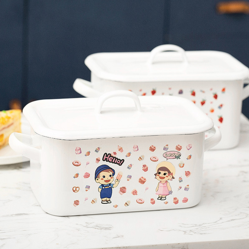 BOBAO original thickened food preservation box enamel bread box snacks box puff box to put in the fridge oven