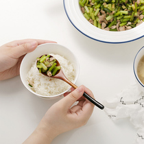 BOBAO enamel foreign trade single natural Japanese wooden spoon soup spoon rice spoon Enamel pot small helper handmade honey spoon