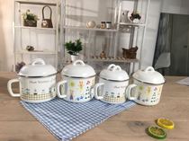 (Defect treatment)thickened enamel cup with lid Enamel cup Large cartoon household instant noodle cup Water cup Milk cup