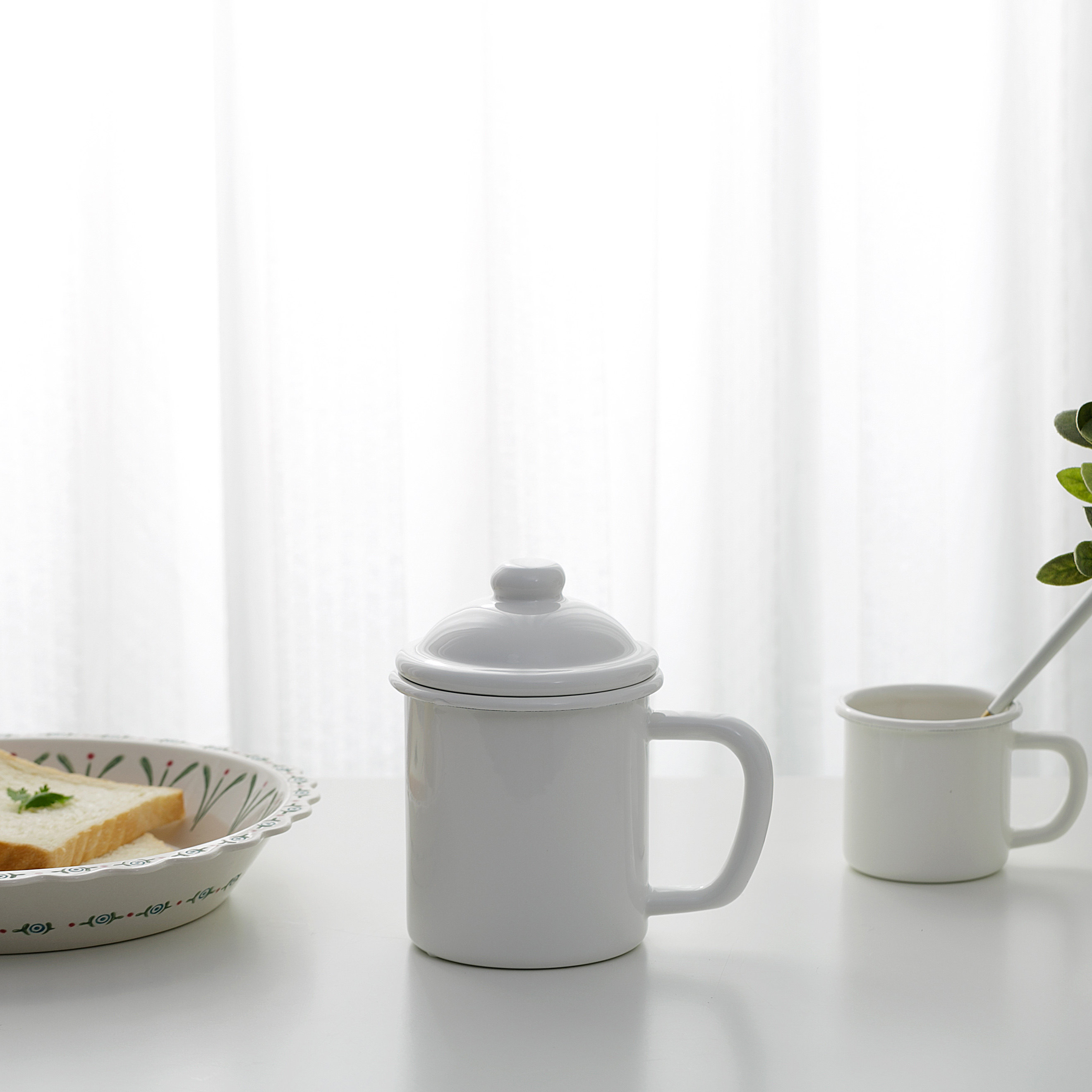 BOBAO enamel thickened enamel cup office water glass mark cup with lid Xiaoqing new mug custom Nordic wind