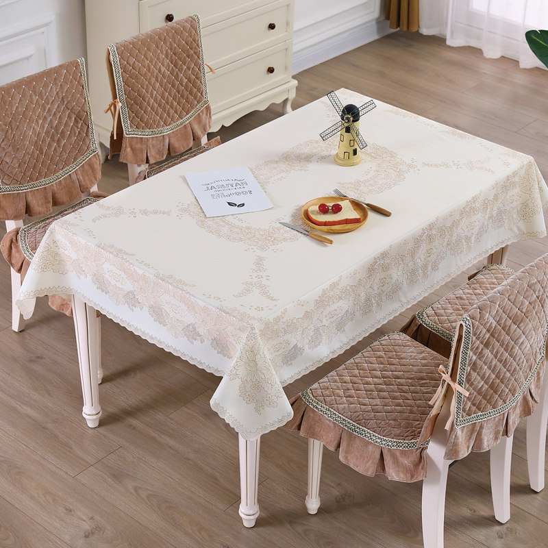 Japan Import Pvc Waterproof Table Cloth American Buds Lace Tablecloth Rectangular Plastic Tablecloth Cloth Non-slip Table Cloth