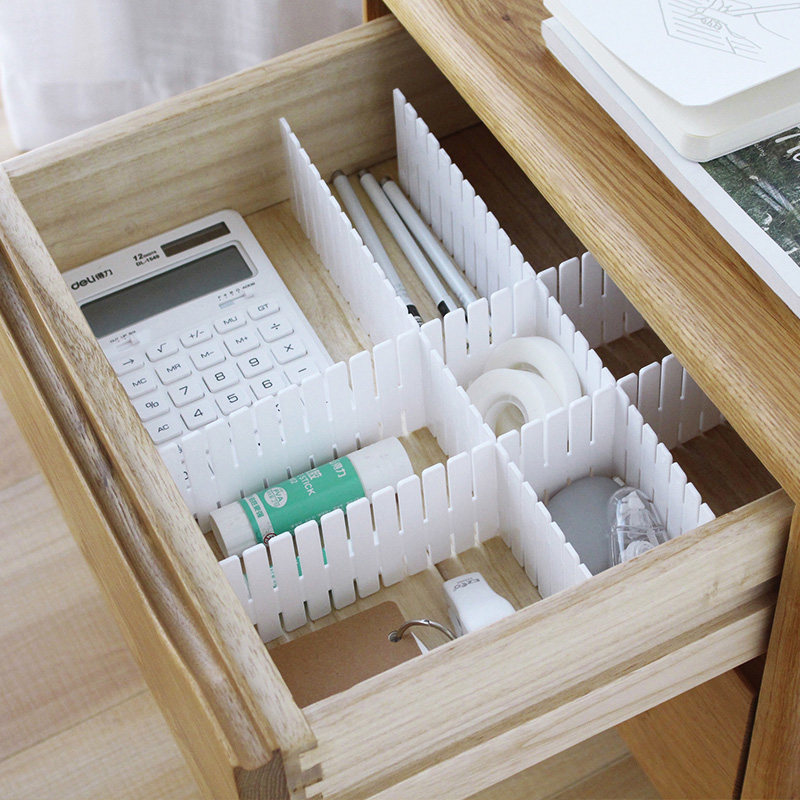 4 pieces of crested full drawer separation plate Free combined classification separator Plastic lingerie Plaid containing split finishing grid