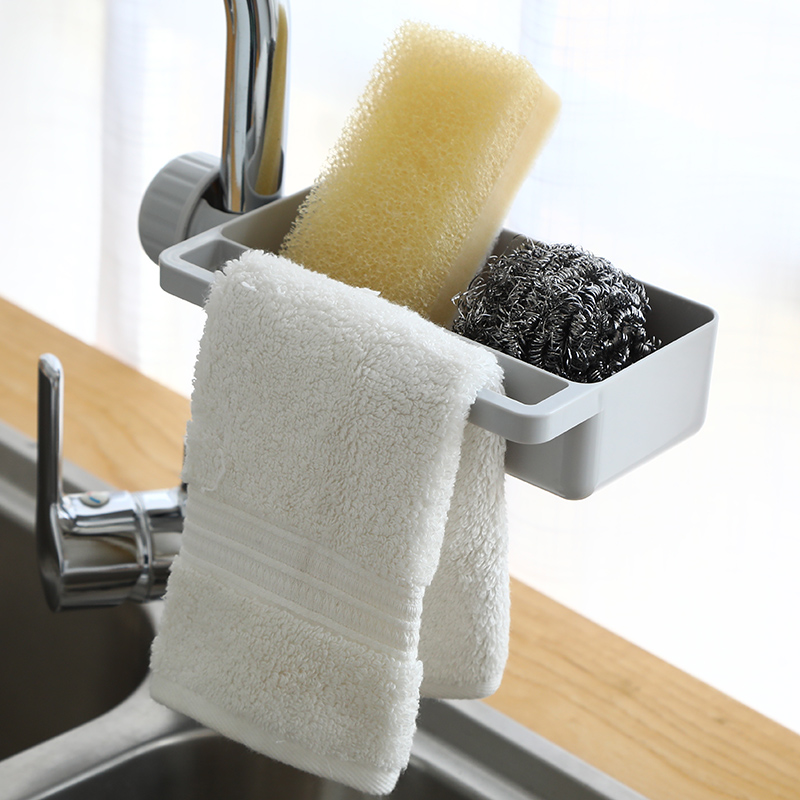 Kitchen Containing deity Stainless Steel Taps Shelf Hanging Basket Sponge Drain Shelf Sink shelf Shelf Wiping Rack