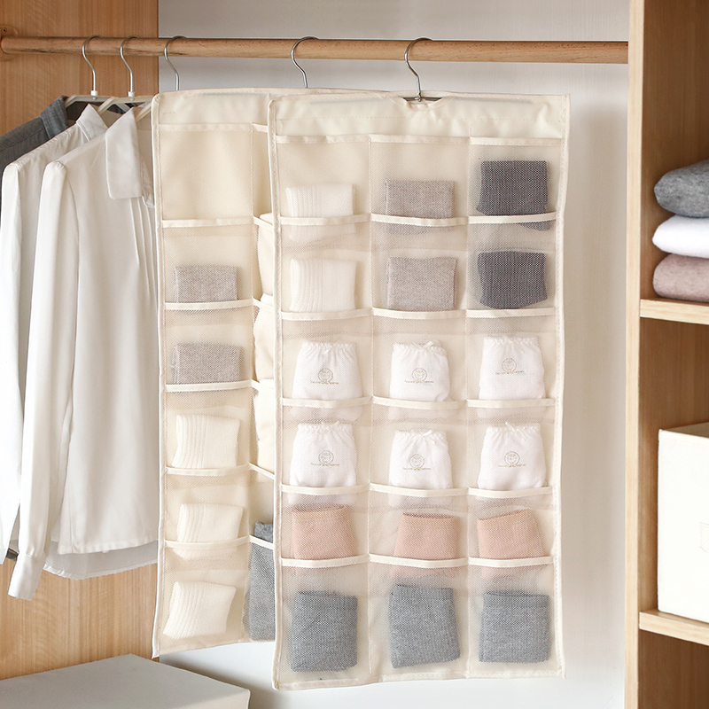 Wardrobe underwear socks storage bag hanging bag storage bag wall mounted dormitory wardrobe hanging storage artifact fabric