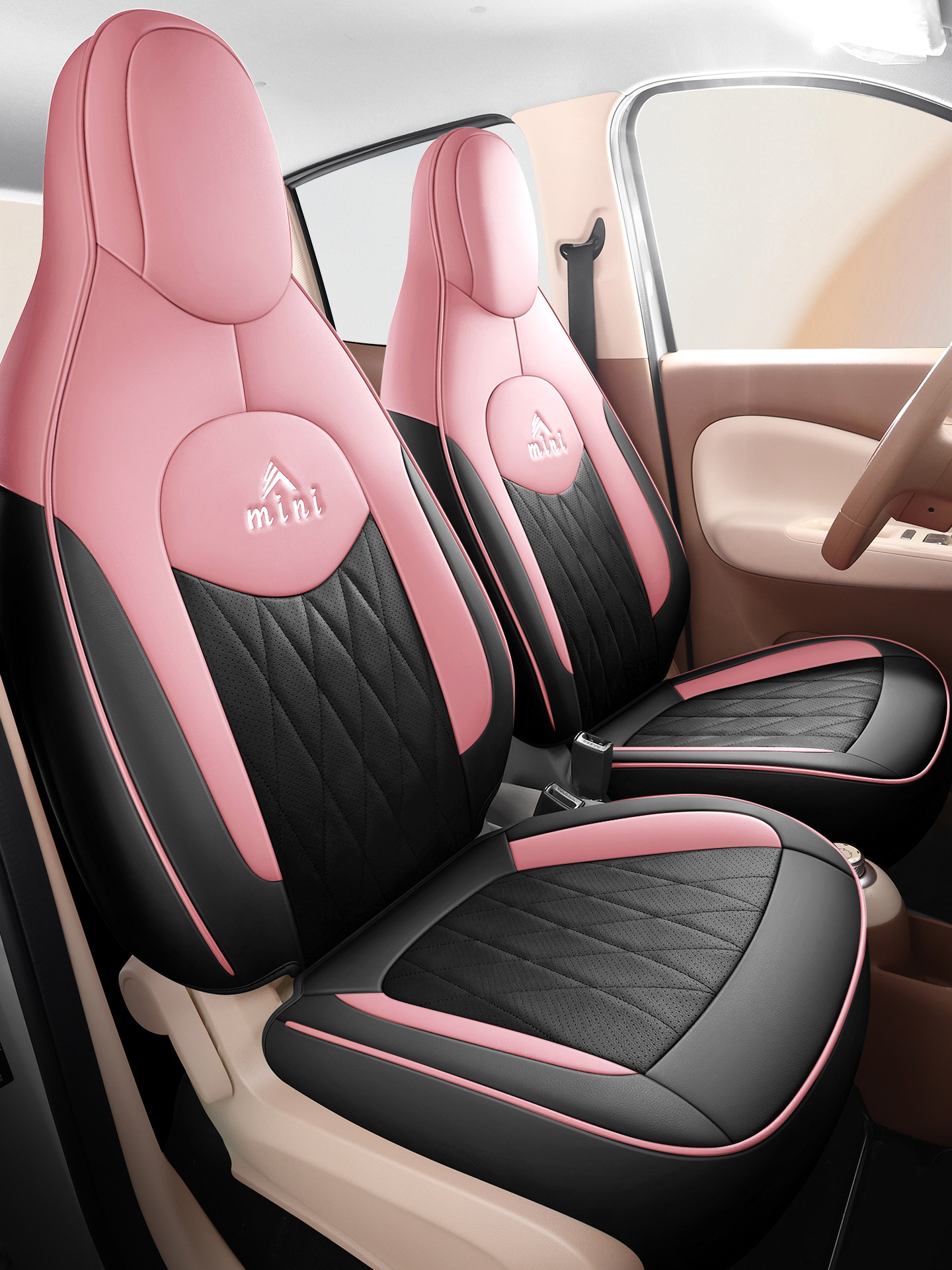 Genuine Leather Seat Covers for Wuling Hongguang Mini, Full Surround Cushion, Macaron Color, Third Generation Four-Door Version Mini Seat Cover