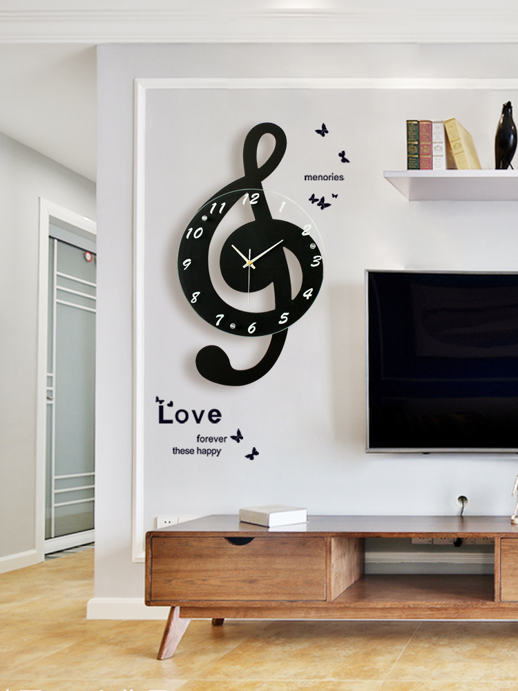 Note creative wall clock Modern simple living room household watch art silent trend personality fashion quartz clock